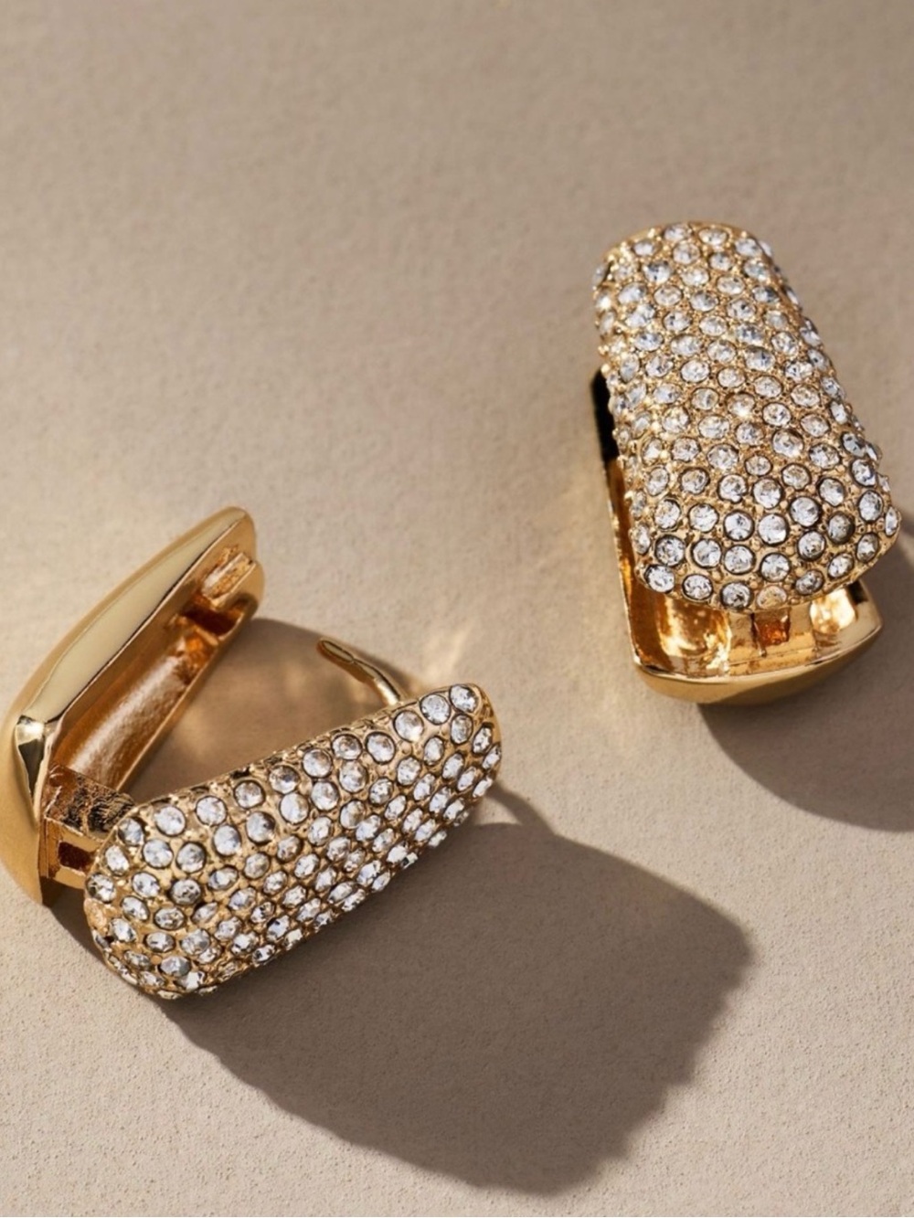 Anthropologie Gold Plated Mini Glitz Huggie Hoop Earrings